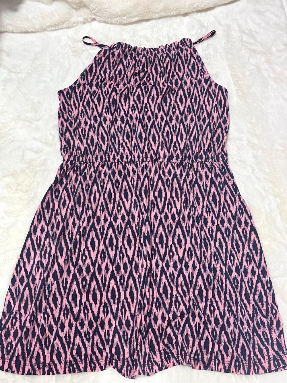 Banana Republic Women’s Pink and Navy Patterned Halter Dress